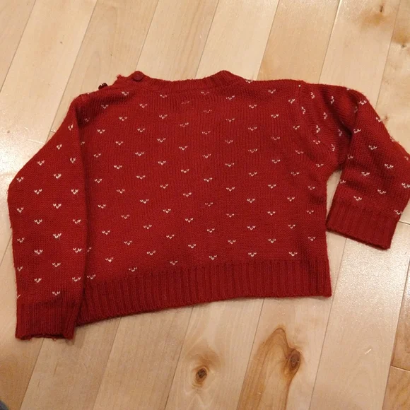 4/20$ 6/12m red white wintery sweater - Picture 4 of 5